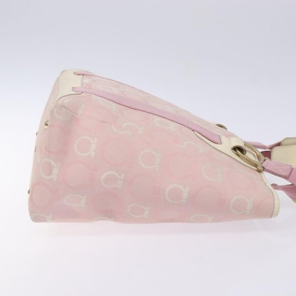 Salvatore Ferragamo Gancini Tote Bag Canvas Pink Gold Auth - Picture 4 of 16